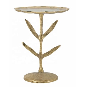 Base de piña de aluminio hecha a mano de alta calidad, mesa auxiliar moderna con acento dorado para dormitorio - Product Image 4