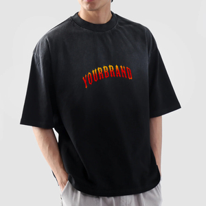 เสื้อยืดโอเวอร์ไซส์ทรงหลวมผ้าฝ้ายแท้ 100% สำหรับผู้ชาย พิมพ์โลโก้ตามสั่ง น้ำหนักเบา ระบายอากาศได้ดี สไตล์ฮิปฮอป - Product Image 4