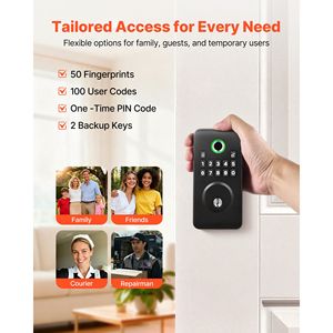 Serratura Biometrica Innovativa con Design Ergonomico, Blocco Automatico, Codice Monouso, Anti-Spionaggio, per Porte in Legno - Product Image 2