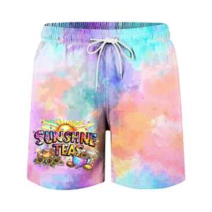 Pantalones cortos de verano para hombre con estampado de palmeras, cintura elástica con cordón, estilo tropical, casual, coloridos, blancos, camiseta de verano para hombre - Product Image 3