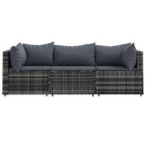 ชุดรับแขกหวายโพลีสีเทา3ชิ้นพร้อมเบาะรองนั่งชุดสวน - Product Image 3