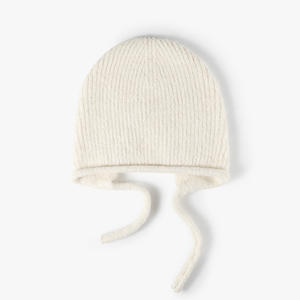 Gorro de lana inspirado en el tejido, con correas, cálido, suave, de invierno, con lazos, OEM/ODM - Product Image 4