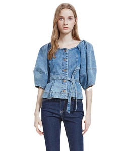 Top vaquero con pedrería para mujer, transpirable, ecológico, económico, de diseño personalizado y tallas grandes, entre los más vendidos. - Product Image 1