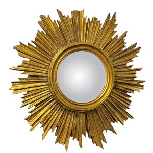 Miroir mural ovale portable en métal très demandé avec cadre décoratif glamour motif soleil éclatant - Product Image 6
