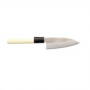 Couteau de chef japonais traditionnel Tsubazo Kodeba pour sashimi, en acier inoxydable, manche en bois, fait main, 16 cm, finition mate, pour droitier - Product Image 1