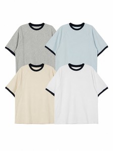 T-shirt gris en coton à col rond pour femme, coupe ample, manches courtes, couleur unie, style décontracté streetwear, haut en jersey respirant, OEM ODM - Product Image 2