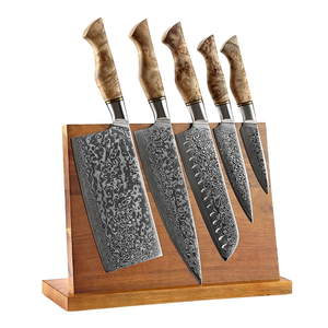 Damascus Steel <b>Knife</b> <b>Set</b> 5-Piece Handmade Wooden Handle 96-Layer <b>Sharp</b> Chef <b>Knives</b> Ambidextrous Straight Edge Kitchen Cutlery - Product Image 2