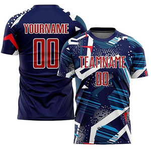 Ensemble de maillots de football professionnels personnalisés respirants grande taille en polyester, uniforme de football imprimé par sublimation, tenue de sport d'équipe demi-maillot - Product Image 6