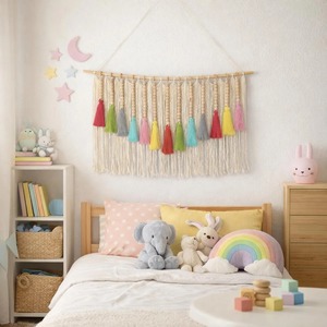 Artistic Colorful Macrame Wall Hanging For Bedside Wall Bold Look Bedroom <b>Decor</b> Living Room And Trendy Interior Styling - Product Image 1