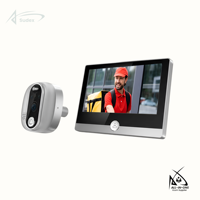 Sudex Interphone vidéo Full HD 2MP de 4,3 pouces avec détection de mouvement PIR, audio bidirectionnel, surveillance à distance, vision nocturne, IP55, résistant à la pluie