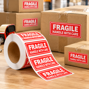 Custom Fragile Handle With Care <b>Stickers</b> Shipping Labels Waterproof Warning Labels for Packaging Carton Boxes Wholesale - Product Image 3