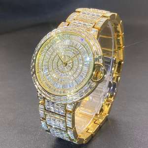 Montre pour femme avec diamants incrustés, or, mode hip-hop, montre automatique mécanique sertie de diamants, montres en moissanite VVS - Product Image 1