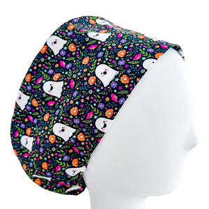 Printed Woven Satin Lined <b>Scrub</b> <b>Caps</b> Unisex Nurse Surgical Hat with Buttons Ponytail Working Adjustable Pouch Tie Back - Product Image 6