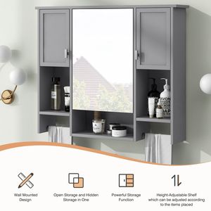 Mobiletto da Bagno Moderno 35 X 28 da Parete con Specchio, Armadietto Portamedicinali e Portasciugamani - Product Image 5