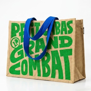 Bolsa de Compras de Yute Impresa Premium con Asas de Algodón, Reutilizable, Ecológica, para Compras y Promociones, para Uso Minorista - Product Image 1