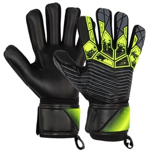 Gants de gardien de but de football, noir, vert néon, doigts entiers, en latex, antidérapants, avec sangle de poignet réglable, respirants, unisexes - Product Image 1