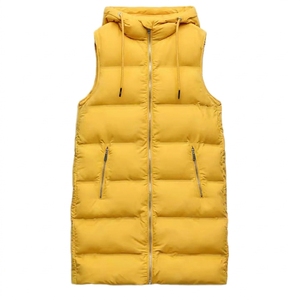 Chaleco acolchado de plumón para hombre OEM con cremallera, sin mangas, con capucha, para invierno, tipo abrigo, para exteriores - Product Image 1