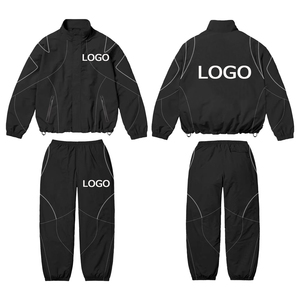 Custom OEM <b>Men</b> Winter Printed Solid Waterproof <b>Reflective</b> Spandex/Polyester Windbreaker Tracksuit 2-in-1 Running <b>Jacket</b> Jogger - Product Image 2