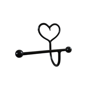 Decorative Heart Shaped <b>Wall</b> Mount Storage Hook - Black Cast Iron Towel and Key Holder - Heavy Duty Metal <b>Wall</b> <b>Rail</b> Hanger - Product Image 1
