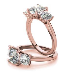 Luxury 18k SOLID Gold Cushion Cut Lab Grown <b>Diamond</b> Three Stone <b>Ring</b> With Scroll Accents Engagement <b>Ring</b> For Women And Girls - Product Image 2