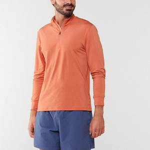 Sweat-shirt de sport à col zippé, haut de gamme, pour entraînements de gym, entraînements en plein air, course à pied, compression, manches longues, pour hommes - Product Image 2