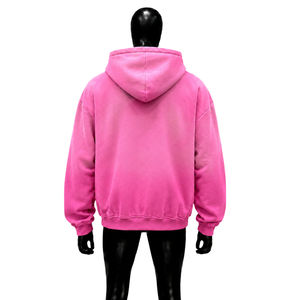 Pink Oversized Hooded Sweatshirt <b>Men</b> Casual Angel Print Front Pocket Regular Fit Sublimation Transfer Print Polyester <b>Fleece</b> - Product Image 2