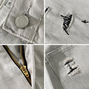 Shorts décontractés pour hommes, effet usé, coupe confortable, tendance streetwear, shorts usés pour hommes - Product Image 2