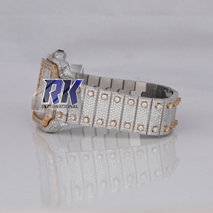 Reloj de Lujo para Hombre con Diamantes Moissanite, Cuarzo, Correa de Acero Inoxidable, Esfera Analógica, Visualización de Fecha y Cierre Plegable - Product Image 2