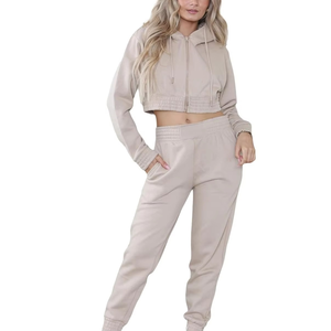 OEM Women's Winter Solid <b>Y2K</b> Hoodie <b>Tracksuit</b> Streetwear Activewear Set 100% Cotton Eco-Friendly Custom Logo Low MOQ Wholesale - Product Image 6