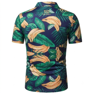 T-shirt de golf imprimé numérique tropical 100 % coton, anti-humidité, séchage rapide, manches courtes, fournisseur OEM, logo personnalisé - Product Image 3