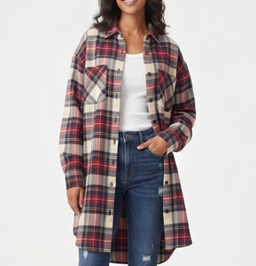 Chemises amples en flanelle pour femmes, décontractées, 100 % coton, boutonnées, oversize, manches longues, pour l'hiver, style streetwear, épaules tombantes, pour la maison - Product Image 4