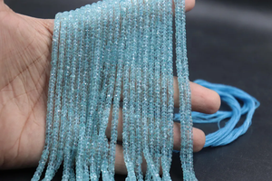 Cuentas Redondas Facetadas de Aguamarina Azul Natural AAA+ de 4 mm, Hilo de 16 Pulgadas para la Fabricación de Joyas - Product Image 4