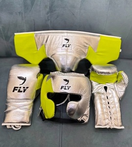 Fly Boxing <b>Gloves</b> Head Guard Groin Guard Genuine Leather Lace-Up Custom Logo Silver Yellow Lightweight Breathable Sparring Gear - Product Image 4