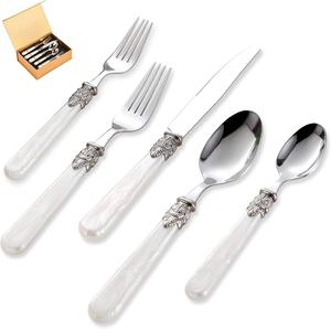Cubiertos de Acero Inoxidable Estilo Barroco al por Mayor |   Juego de cubiertos de 6 piezas de alta resistencia con cuchara festoneada - Product Image 5