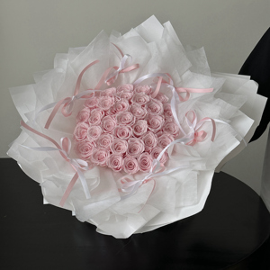 Luxueux anniversaire mariage fête des mères cadeau noeud papillon Style immortel rond en forme de Bouquet éternel séché vraie Rose conservée Rose - Product Image 4