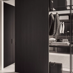 Armoire de chambre à coucher en bois moderne sur mesure JY Project Vietnam, porte à charnières, taille personnalisée, noire, luxe, hôtel, villa, appartement - Product Image 4