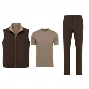 Gilet réversible zippé pour homme, col roulé, couleur unie, vêtement d'extérieur décontracté, polyester/coton, imperméable, chauffant, séchage rapide - Product Image 6