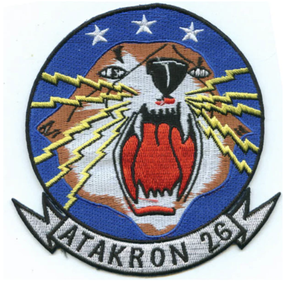 Tatakron 26 Patch Embroidered Circle Iron-On Fabric <b>Badge</b> with Tiger and Lightning Design - Product Image 1