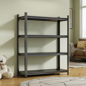4-Tier Height Adjustable Black Metal Storage <b>Rack</b> 63\" H X 45.27\" W 17.7\" D Vertical Organizer Assembly Required <b>for</b> <b>Garages</b> - Product Image 5