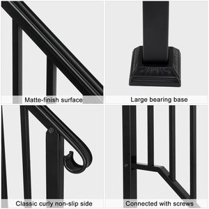 Corrimano in Ferro Nero Opaco a 3 Livelli per Esterni, Componenti per Scale - Product Image 5