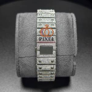 Reloj de Diamantes Moissanite con Correa de Acero Inoxidable Plateada y Cristal de Zafiro Antiguo, Alta Calidad, Pasa Pruebas - Product Image 2
