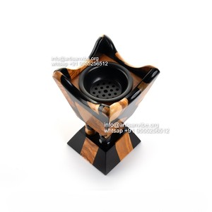 Porte-encens en séquoia de luxe fabriqué à la main rivière époxy Bakhoor brûleur élégant bois résine porte-encens aromatique - Product Image 5