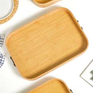 Assiettes de service en bambou, couverts, plateau de service en bois d'acacia, vaisselle, plateaux de service en bois pour sandwichs et burgers - Product Image 4