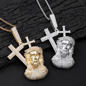 <b>Mens</b> Moissanite Diamond Jesus <b>Cross</b> Pendant 925 Silver Lightweight Iced Out Hip Hop <b>Necklace</b> Certified Diamond Religious Gift - Product Image 3