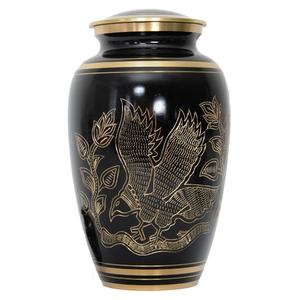 Urnas funerarias de latón de alta calidad para adultos con grabado, urnas de metal con acabado en oro y negro para cenizas humanas - Product Image 1