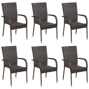 Juego de 6 Sillas de Comedor de Ratán PE Marrón con Estructura de Acero con Recubrimiento en Polvo para Jardín - Product Image 2