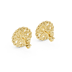 Pendientes de Oro Amarillo Vintage Satvik Ratna ER 38 con Flor y Diamantes de Laboratorio de Corte Brillante, Engaste de Garra, 10K/14K/18K, Regalo para Mujer - Product Image 2