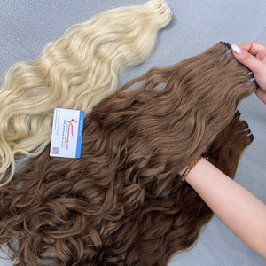 Indispensable # Extensions de cheveux naturels bruns ondulés 2.0, cheveux humains vietnamiens, trame machine, pointes épaisses, cheveux de donneur unique, fournisseur de cheveux - Product Image 5