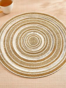 NEHA ENTERPRISES Geometric Embroidery Beaded Floral <b>Place</b> <b>Mat</b> Gold White Woven Polyester Eco-Friendly Handmade Luxury Modern - Product Image 6
