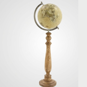 Globe Terrestre Décoratif sur Socle en Bois, Globe Interactif Éducatif, Carte du Monde, Décoration de Bureau pour la Maison, le Bureau et l'Étude - Product Image 1